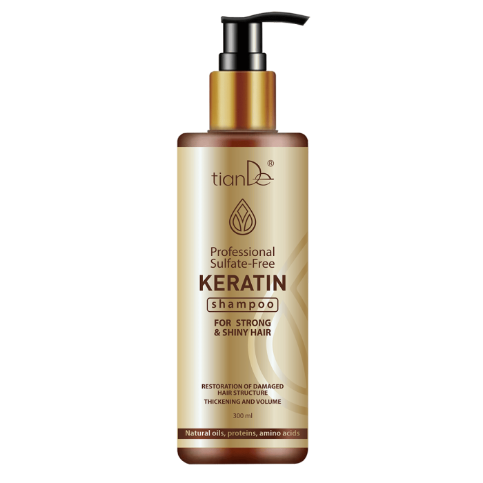 Șampon profesional fără sulfați, cu keratină, pentru păr puternic și strălucitor, 300 ml